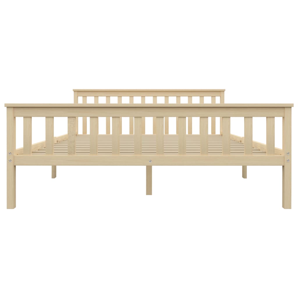Bed Frame without Mattress Natural Solid Pinewood 160x200 cm