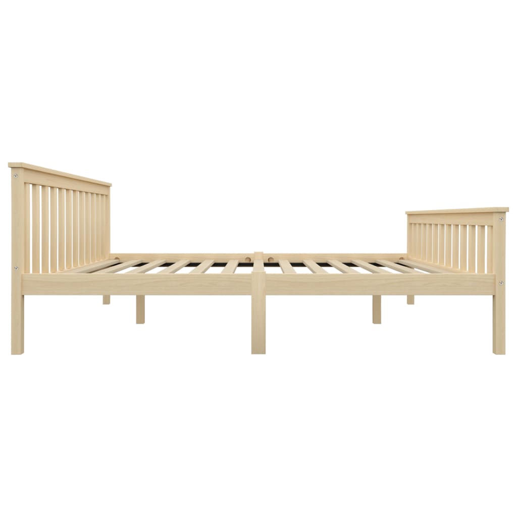 Bed Frame without Mattress Natural Solid Pinewood 160x200 cm
