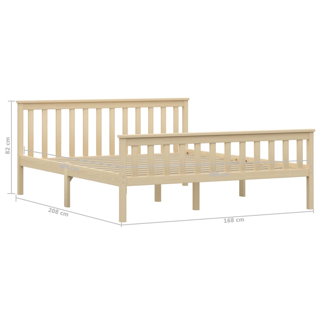 Bed Frame without Mattress Natural Solid Pinewood 160x200 cm