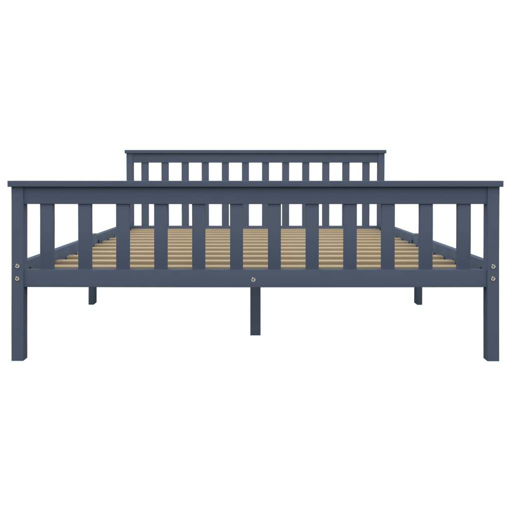 Bed Frame without Mattress Grey Solid Pinewood 160x200 cm