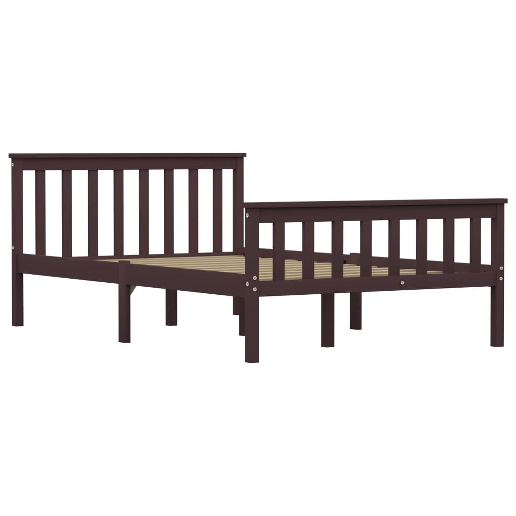 Bed Frame without Mattress Dark Brown Solid Pinewood 120x200 cm