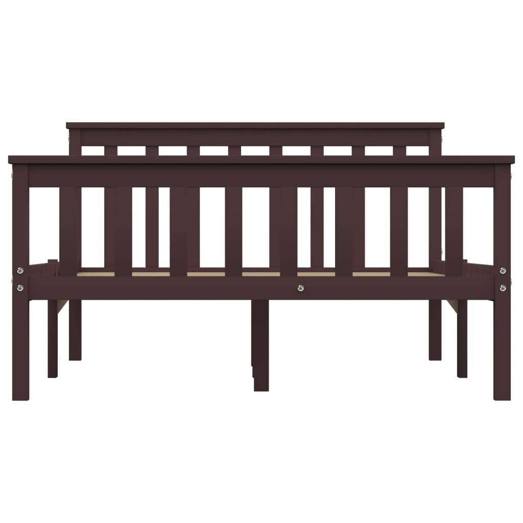 Bed Frame without Mattress Dark Brown Solid Pinewood 120x200 cm