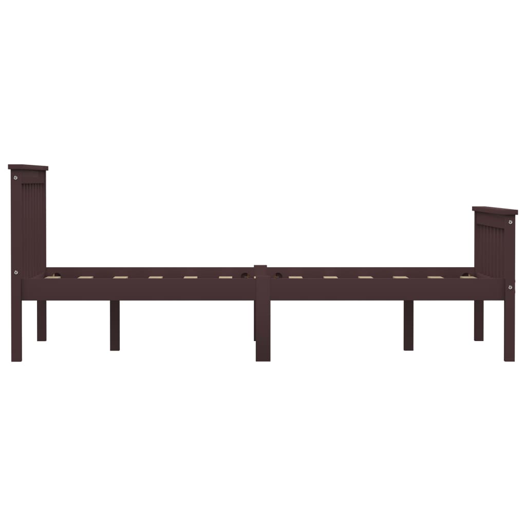 Bed Frame without Mattress Dark Brown Solid Pinewood 120x200 cm