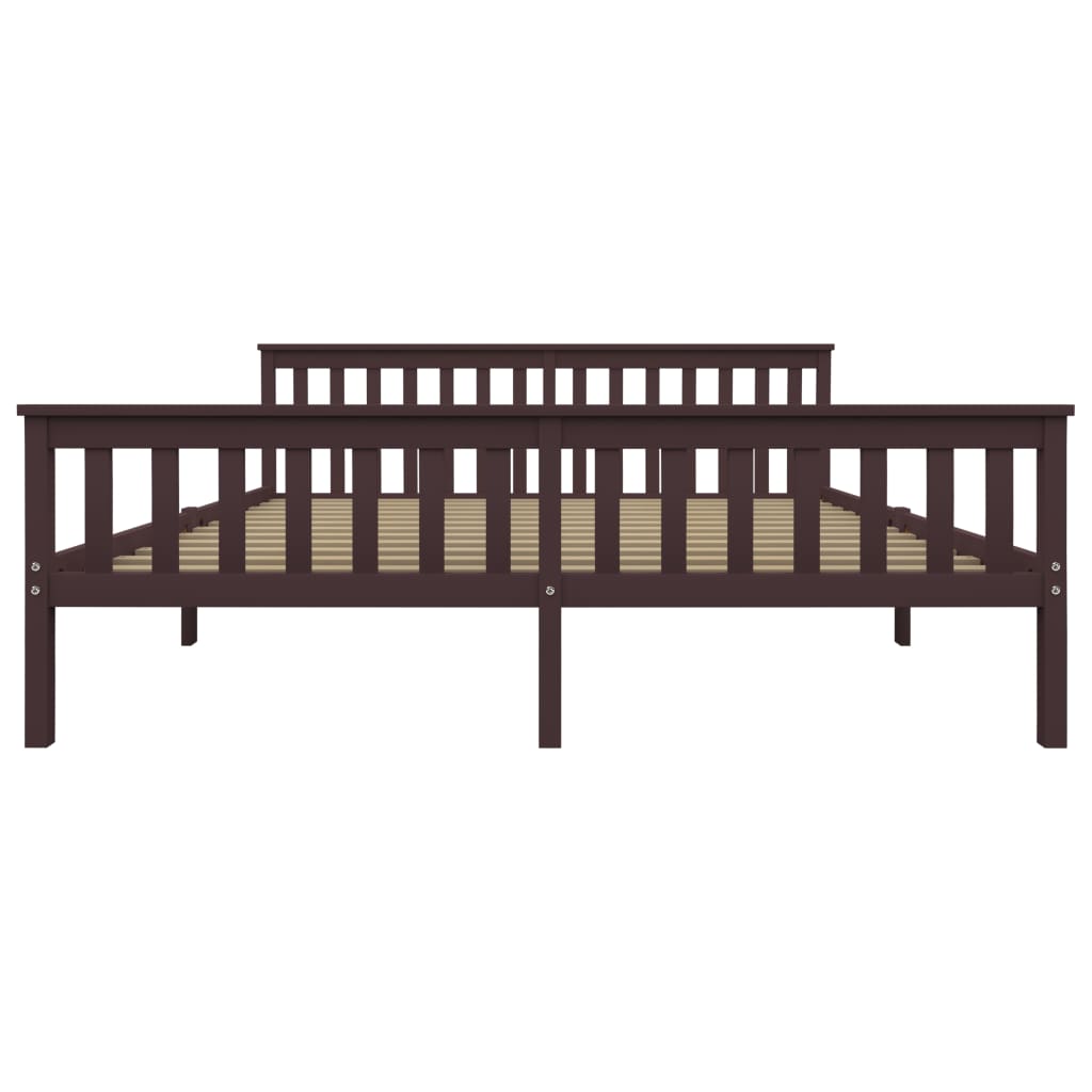Bed Frame without Mattress Dark Brown Solid Pinewood 180x200 cm Super King