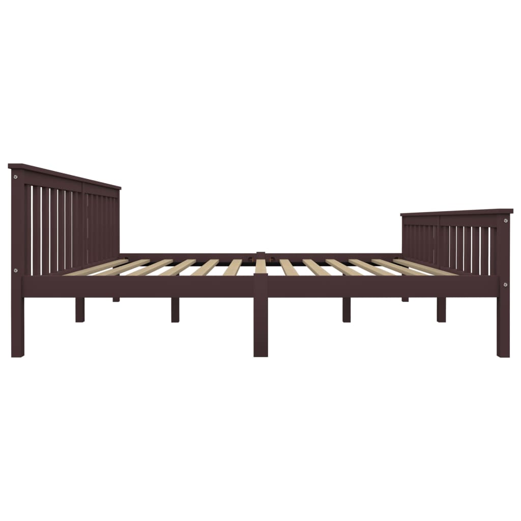 Bed Frame without Mattress Dark Brown Solid Pinewood 180x200 cm Super King