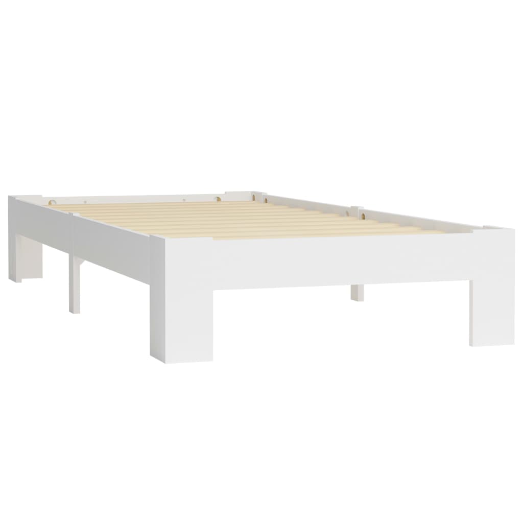 Bed Frame without Mattress White Solid Pine Wood 90x200 cm