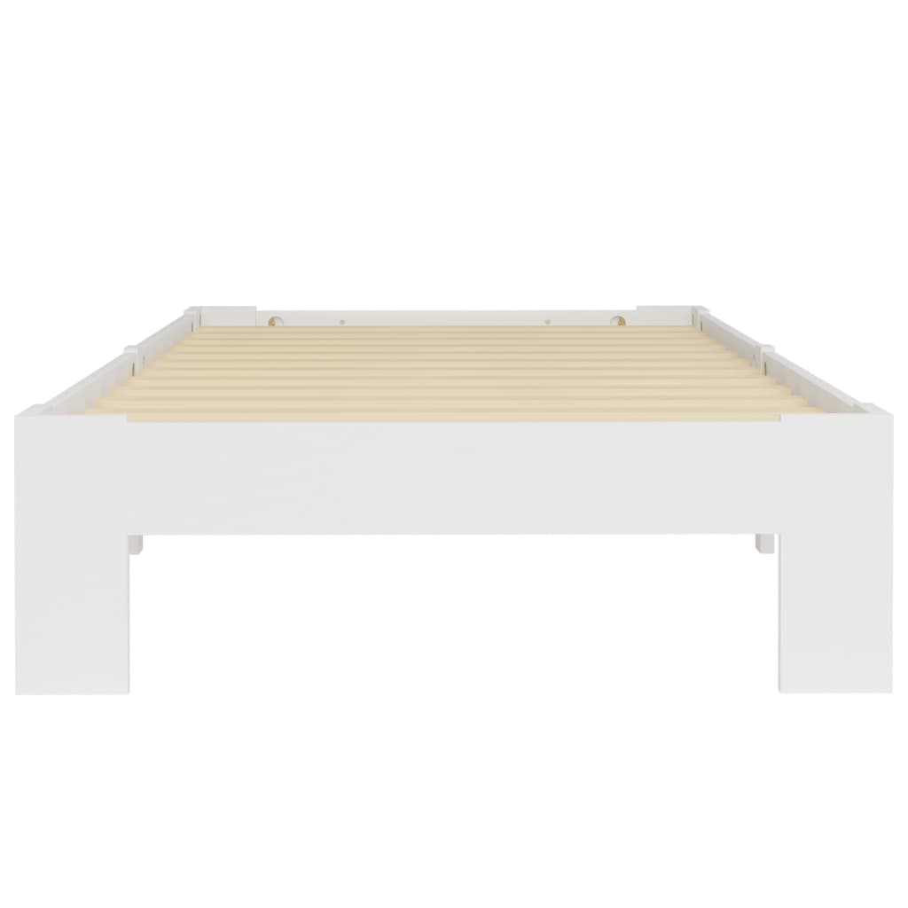 Bed Frame without Mattress White Solid Pine Wood 90x200 cm