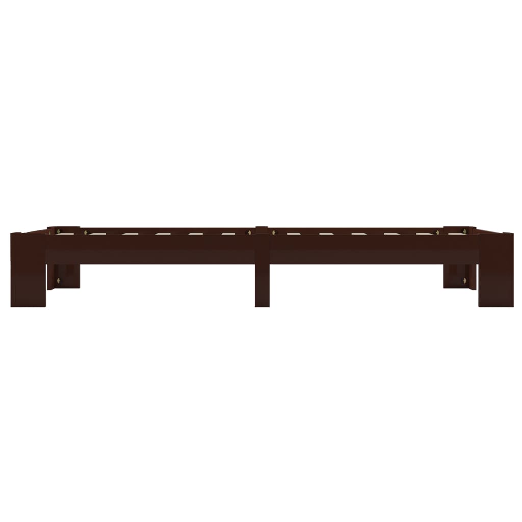 Bed Frame without Mattress Dark Brown Solid Pine Wood 90x200 cm