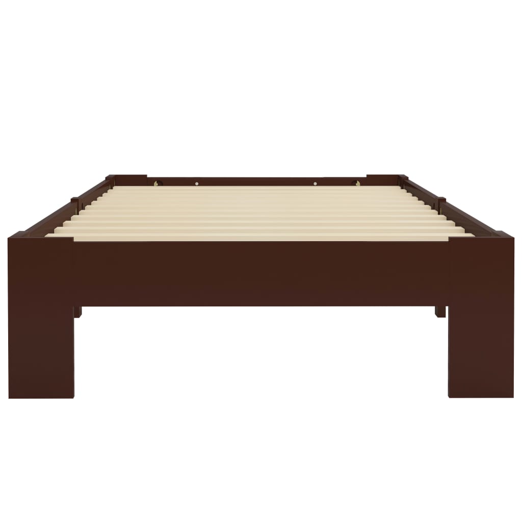 Bed Frame without Mattress Dark Brown Solid Pine Wood 90x200 cm