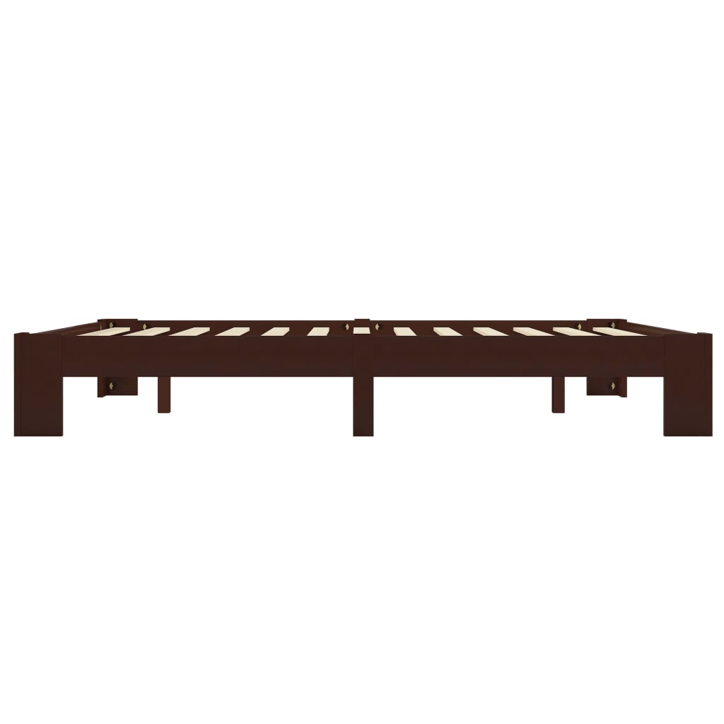 Bed Frame without Mattress Dark Brown Solid Pine Wood 160x200 cm