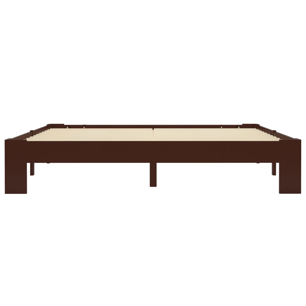 Bed Frame without Mattress Dark Brown Solid Pine Wood 160x200 cm