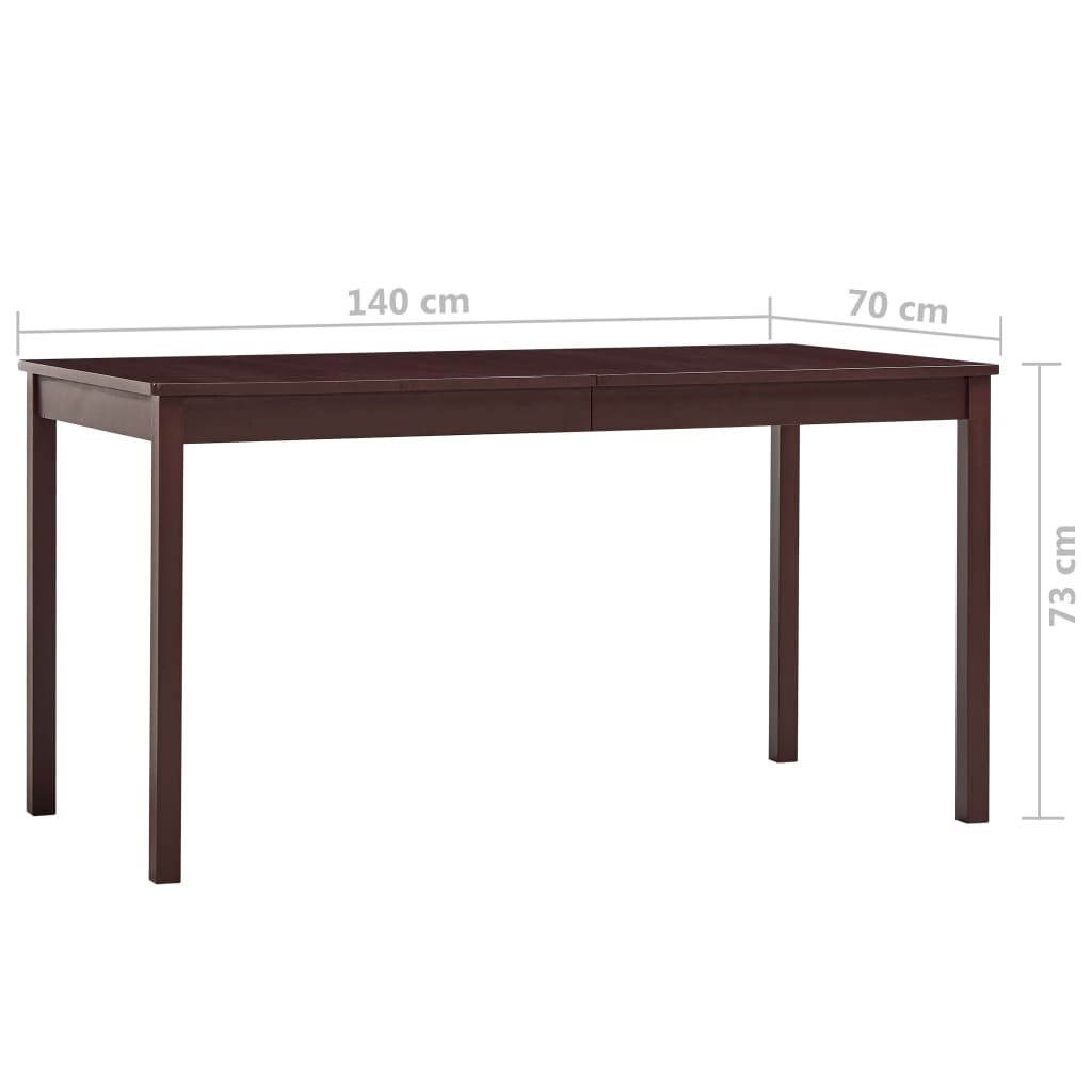 Dining Table Dark Brown 140x70x73 cm Pinewood