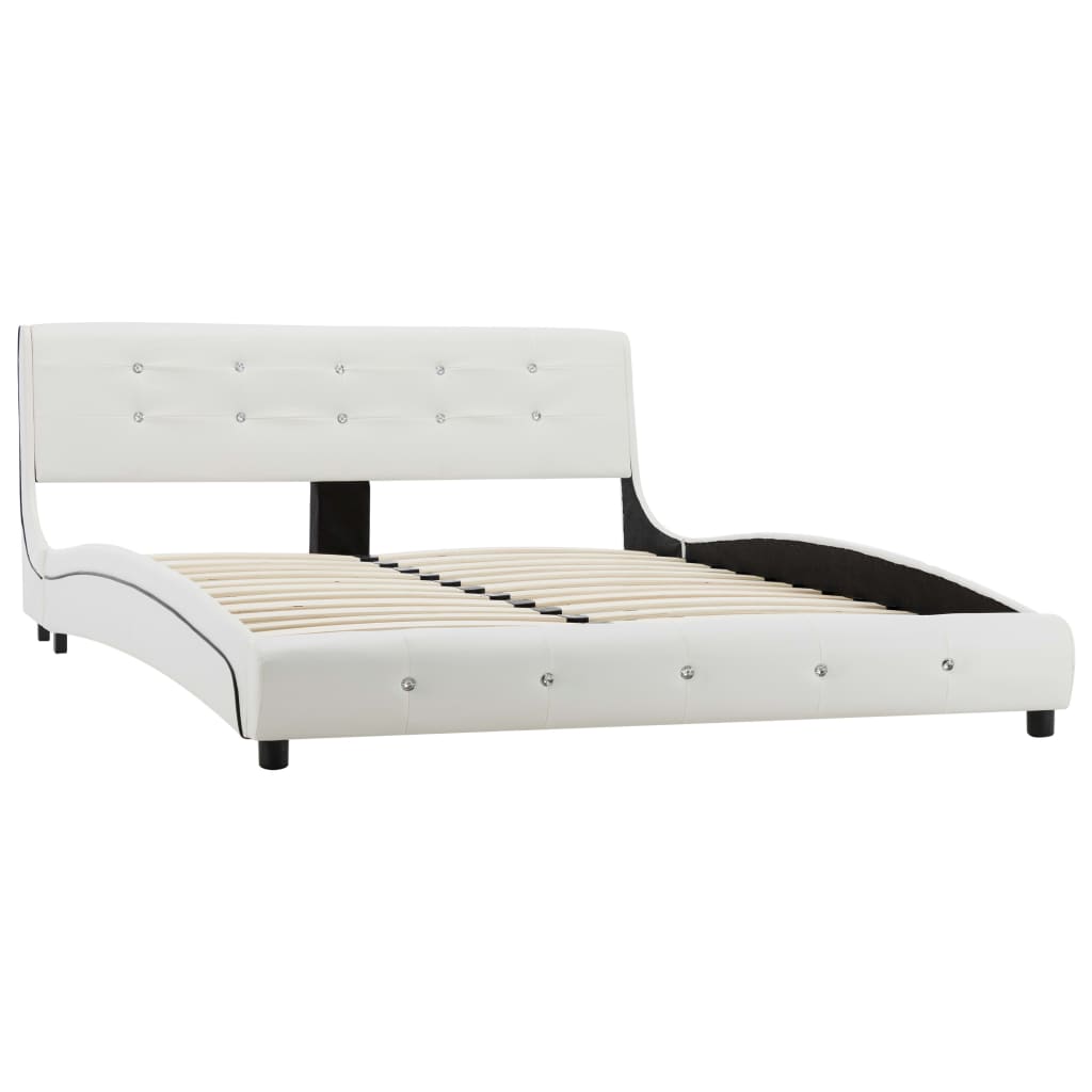 Bed Frame without Mattress White Faux Leather 135x190 cm Double