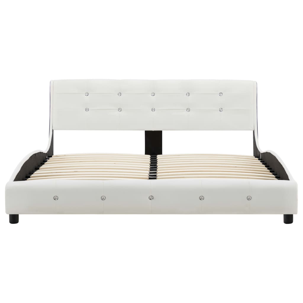 Bed Frame without Mattress White Faux Leather 135x190 cm Double