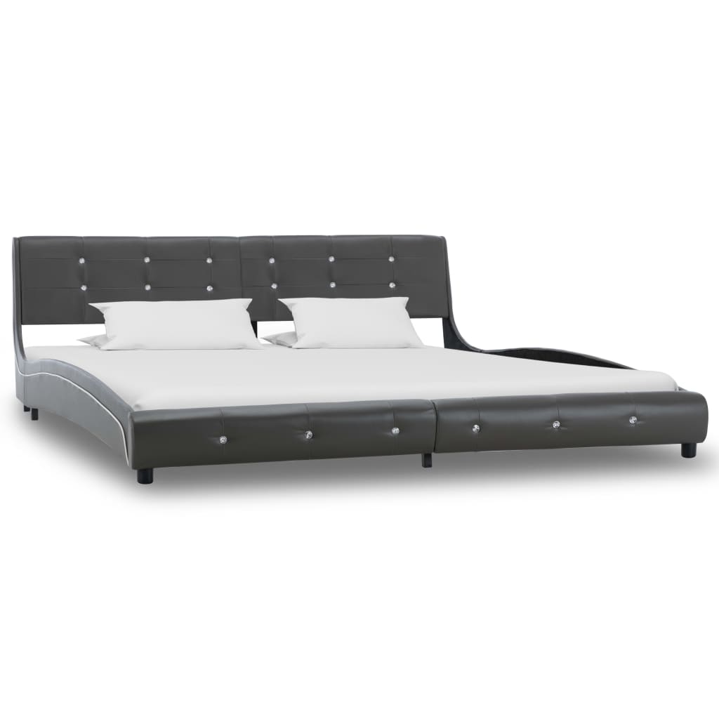 Bed Frame without Mattress Grey Faux Leather 180x200 cm Super King