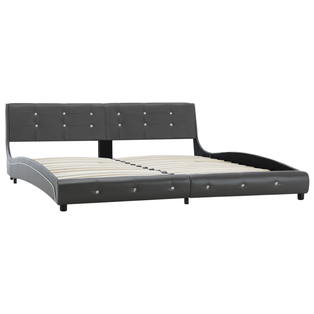 Bed Frame without Mattress Grey Faux Leather 180x200 cm Super King