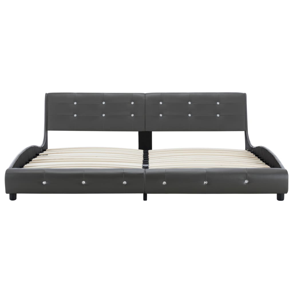 Bed Frame without Mattress Grey Faux Leather 180x200 cm Super King