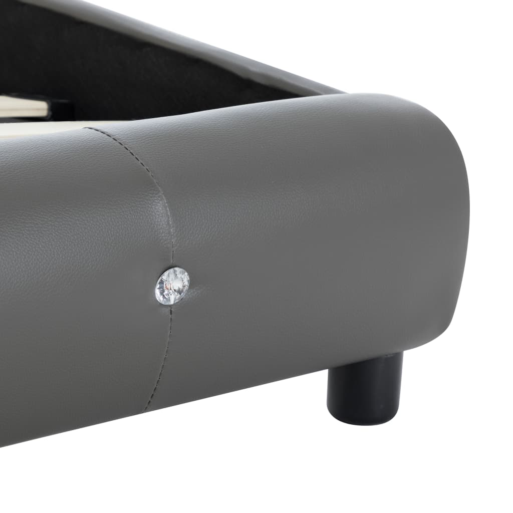 Bed Frame without Mattress Grey Faux Leather 180x200 cm Super King