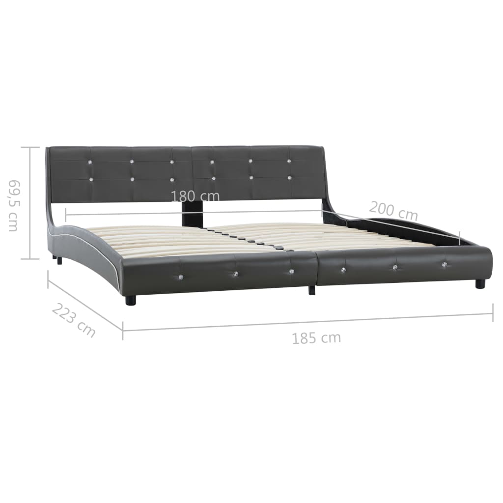 Bed Frame without Mattress Grey Faux Leather 180x200 cm Super King