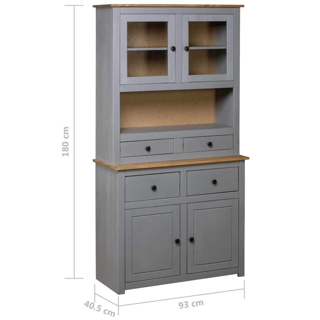 Highboard Grey 93x40.5x180 cm Solid Pine Panama Range