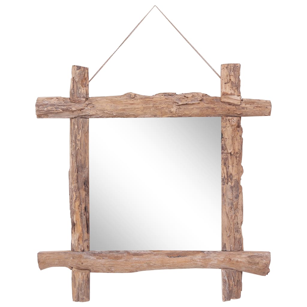 Log Mirror 70X70 Cm Solid Reclaimed Wood