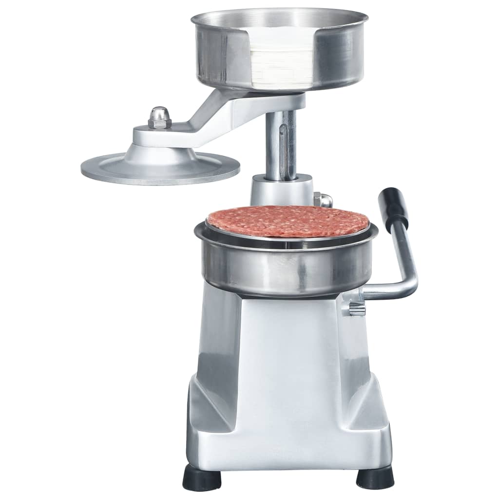 Hamburger Press Machine with 500 Patty Papers Aluminium 13 cm