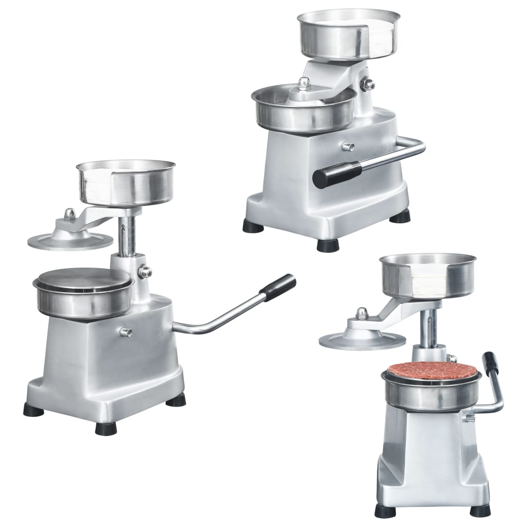 Hamburger Press Machine with 500 Patty Papers Aluminium 13 cm