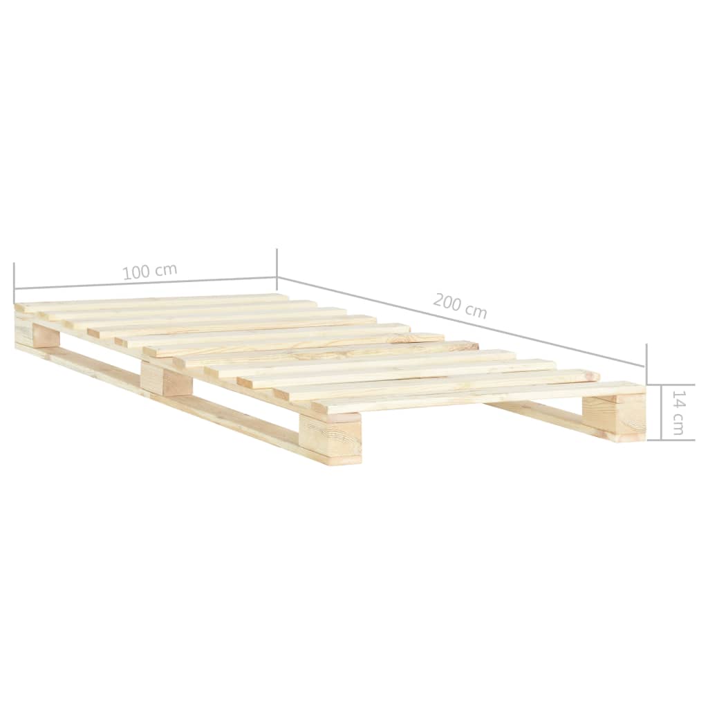 Pallet Bed Frame without Mattress Solid Pine Wood 100x200 cm