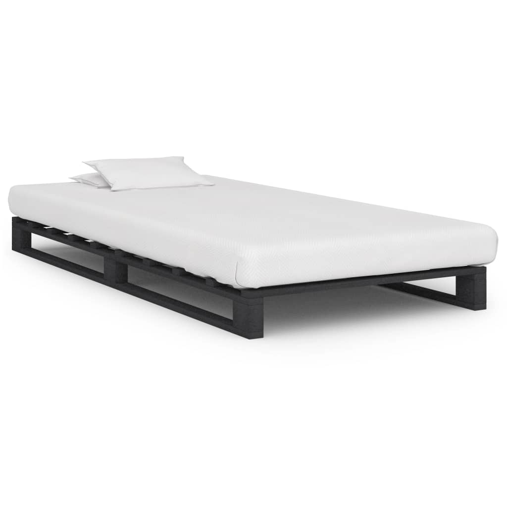 Pallet Bed Frame without Mattress Grey Solid Pine Wood 90x200 cm
