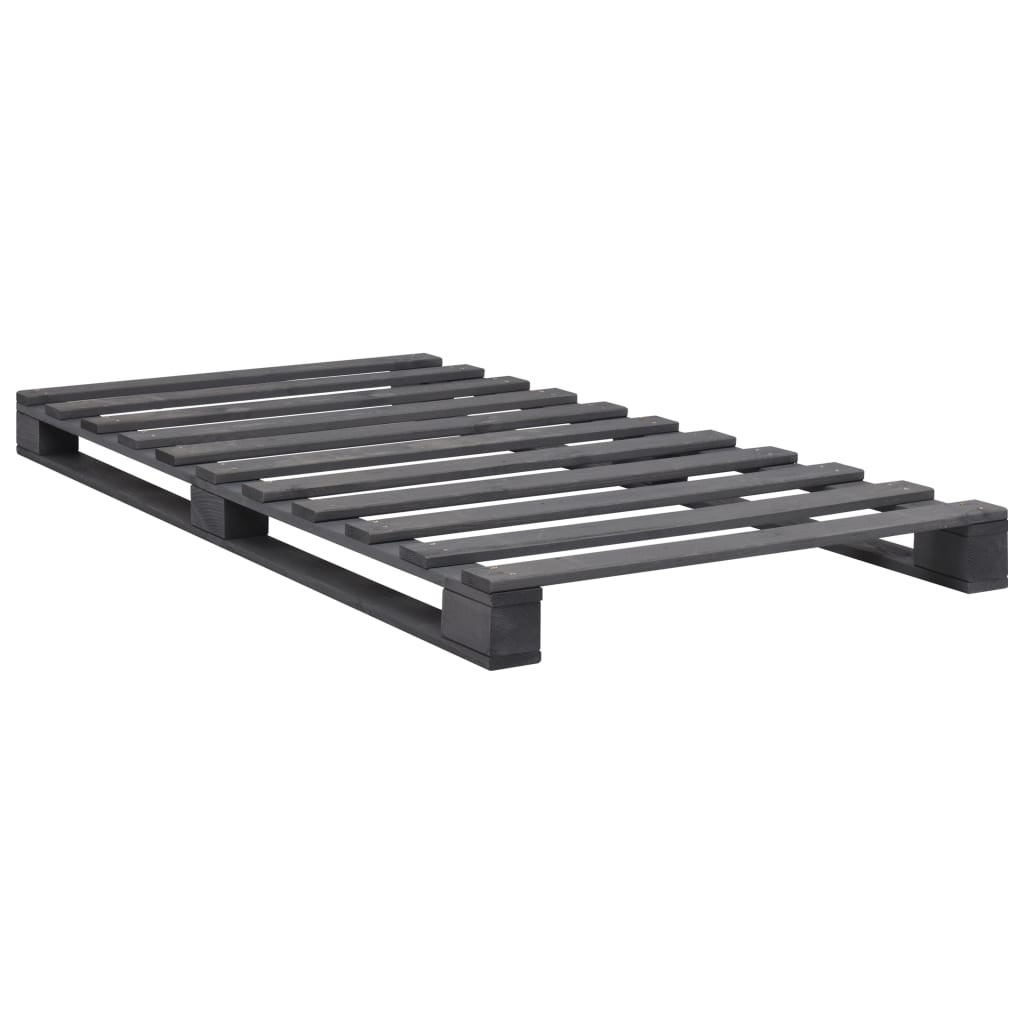 Pallet Bed Frame without Mattress Grey Solid Pine Wood 90x200 cm