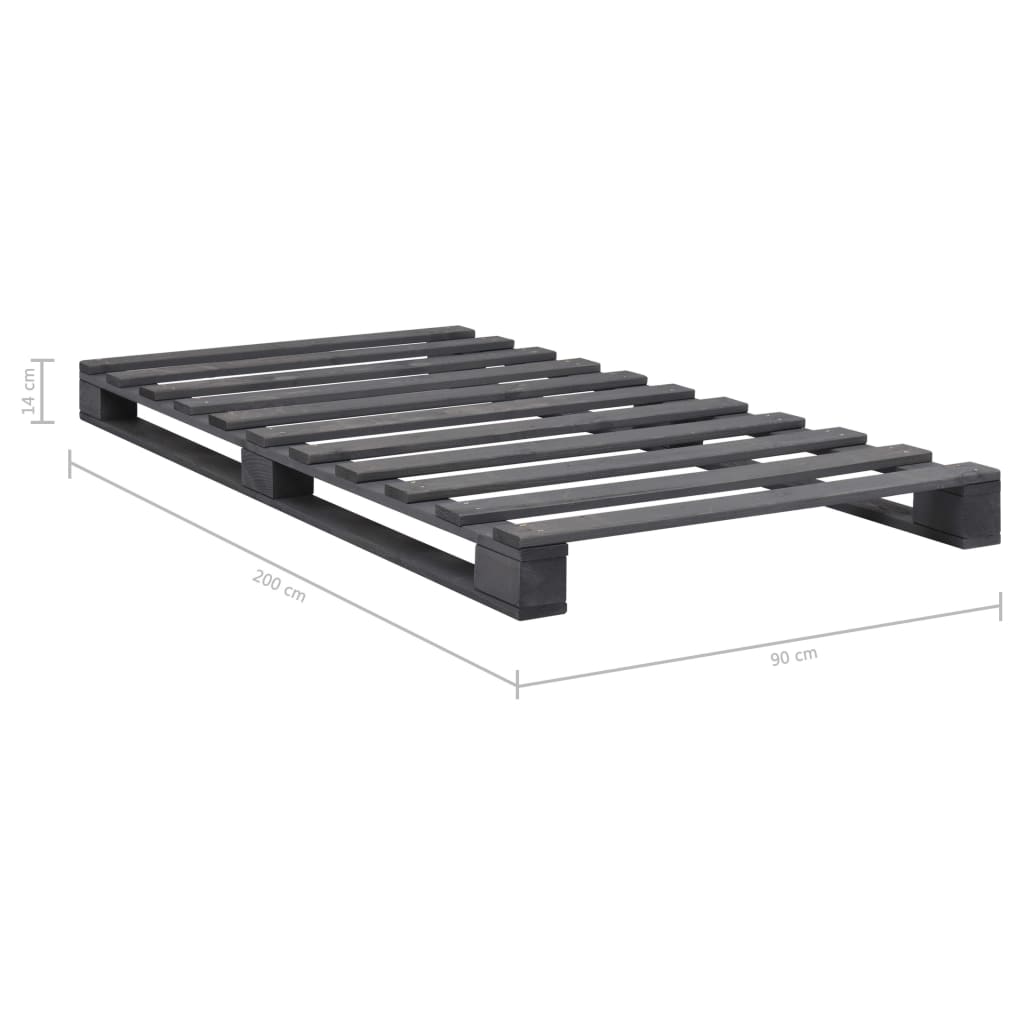 Pallet Bed Frame without Mattress Grey Solid Pine Wood 90x200 cm