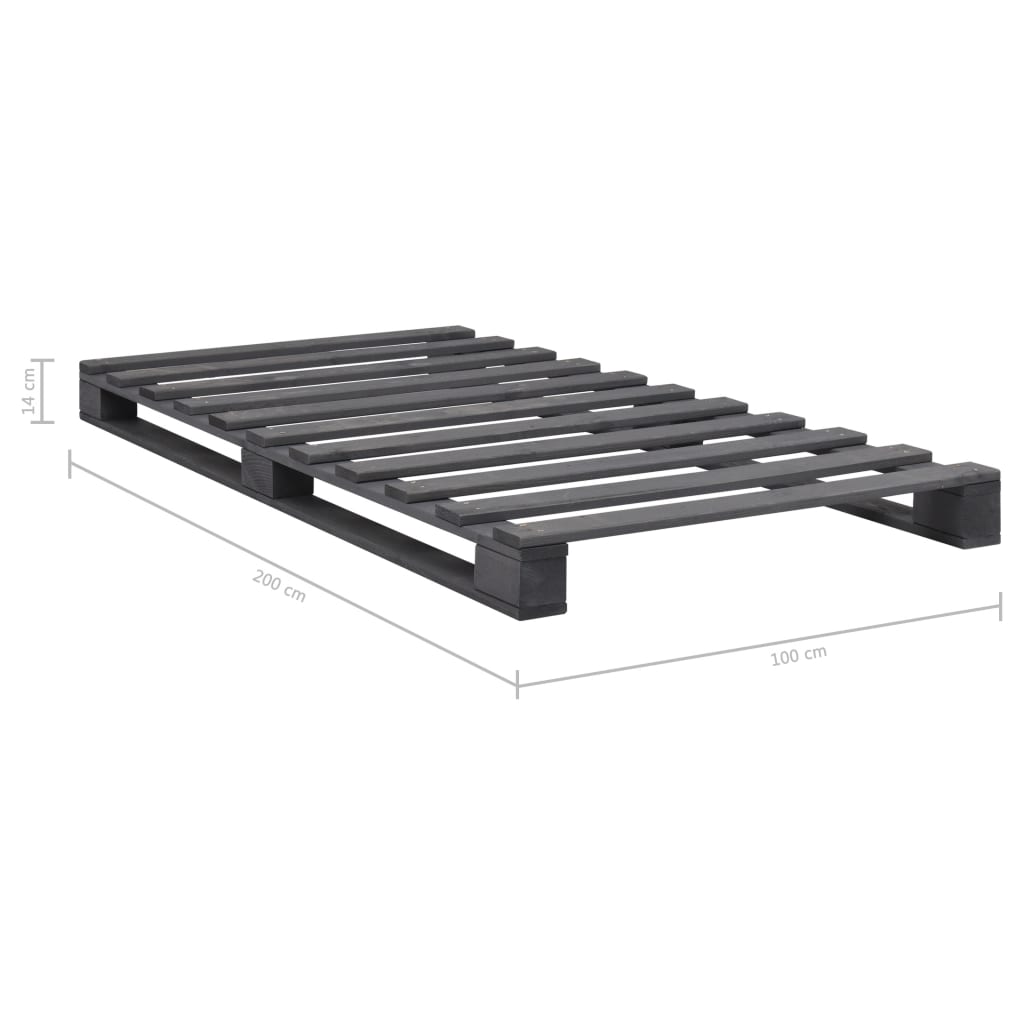 Pallet Bed Frame without Mattress Grey 100x200cm Solid Wood