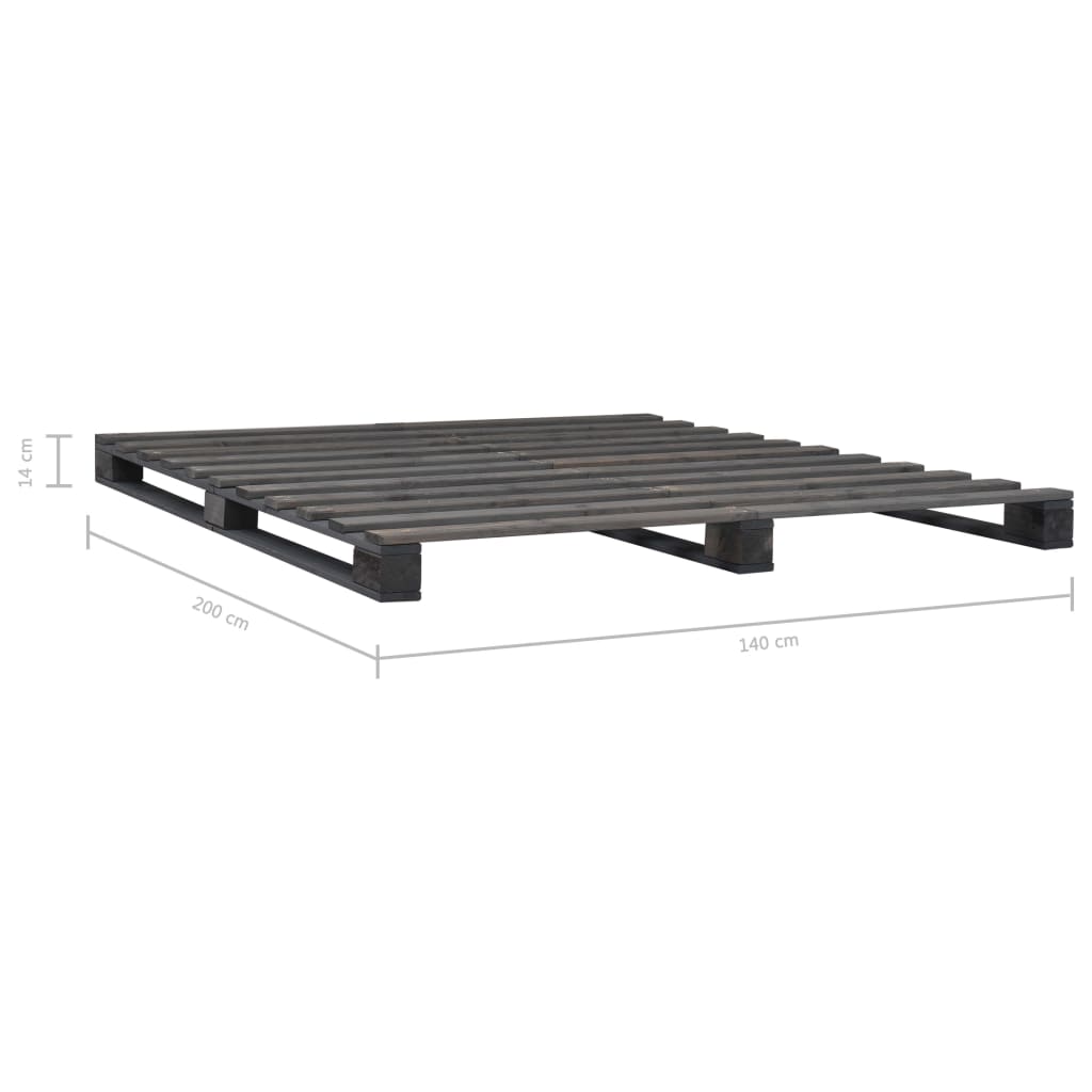 Pallet Bed Frame without Mattress Grey 140x200cm Solid Wood