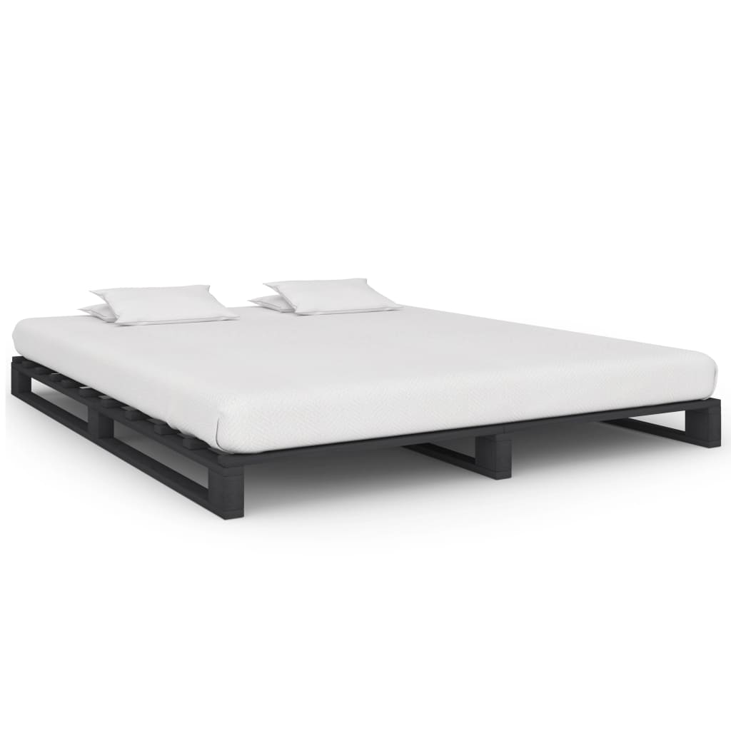 Pallet Bed Frame without Mattress Grey 200x200cm Solid Wood