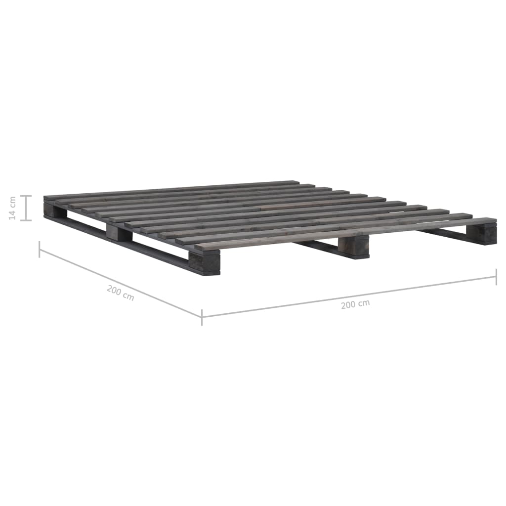 Pallet Bed Frame without Mattress Grey 200x200cm Solid Wood