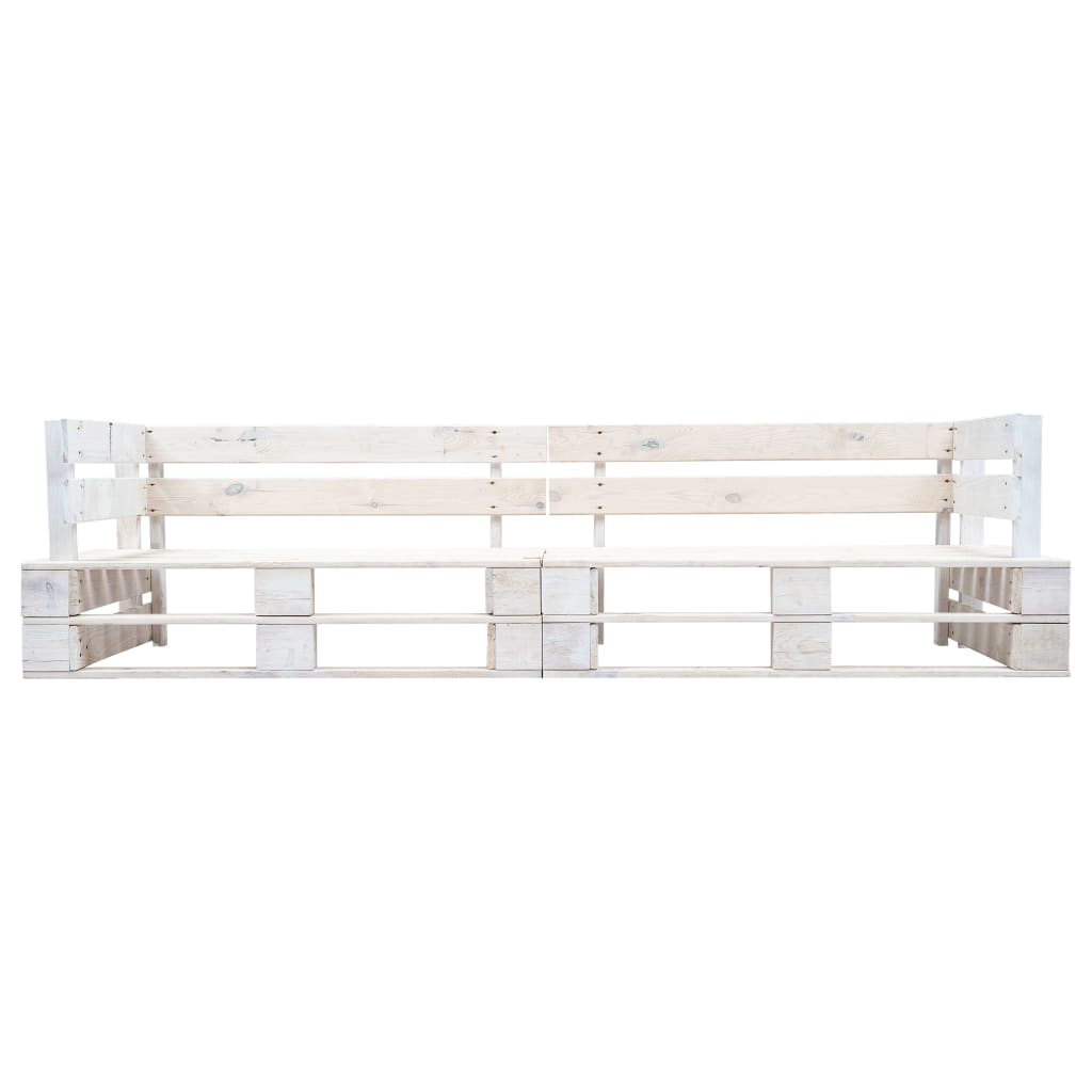 Garden 2-Seater Pallet Sofa White Wood