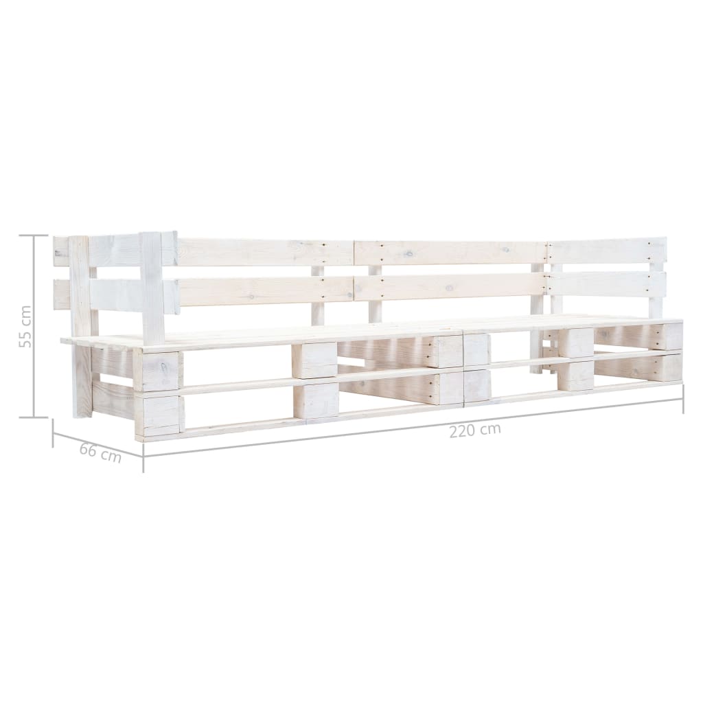 Garden 2-Seater Pallet Sofa White Wood