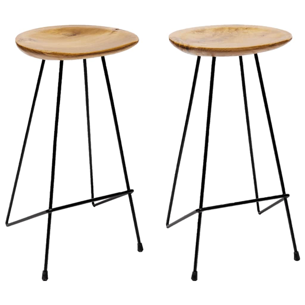 Bar Stools 2 pcs Solid Teak Wood