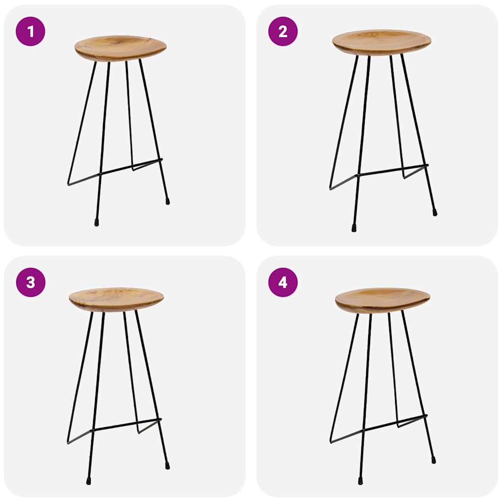 Bar Stools 2 pcs Solid Teak Wood