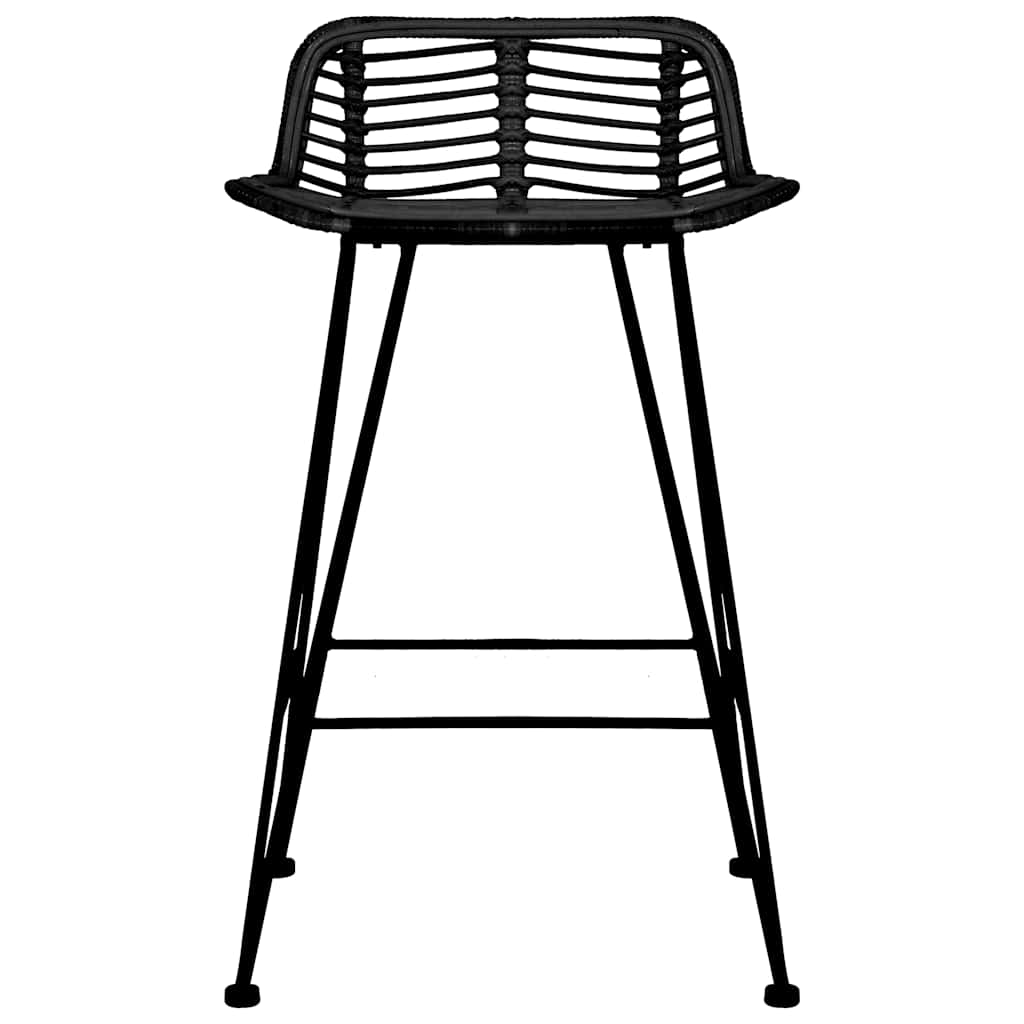 Bar Chairs 2 pcs Black Rattan