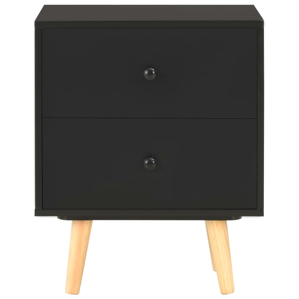 Bedside Cabinets 2 pcs Black 40x30x50 cm Solid Pinewood