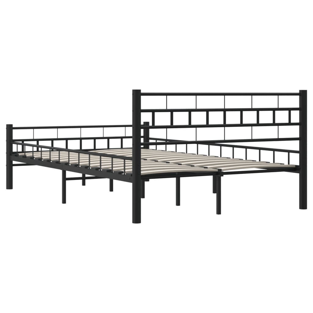 Bed Frame without Mattress Black Steel 140x200 cm