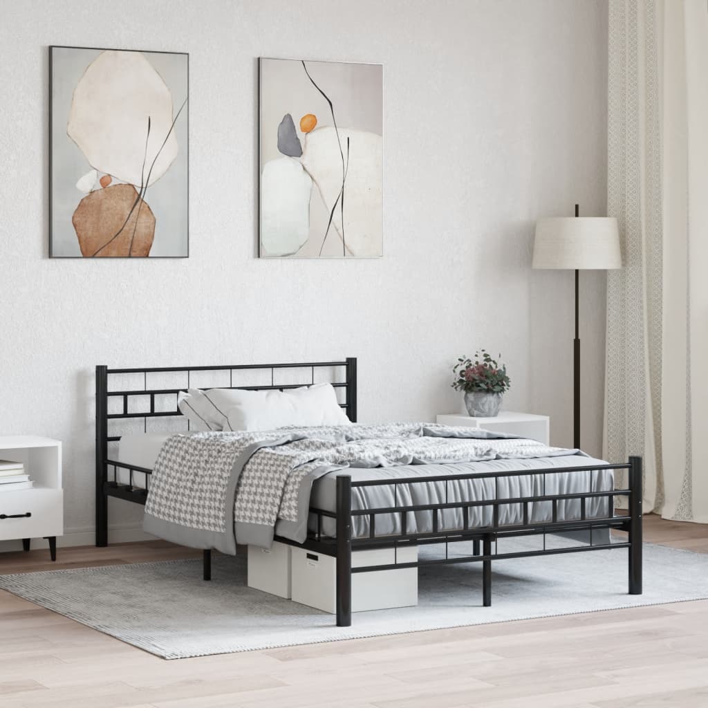 Bed Frame without Mattress Black Steel 140x200 cm