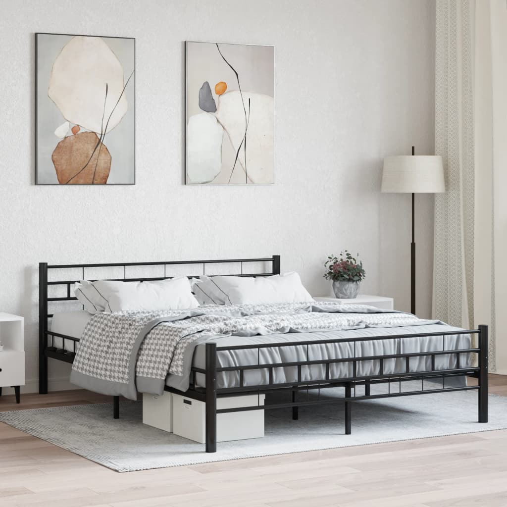 Bed Frame without Mattress with Headboard Black 160x200 cm Steel
