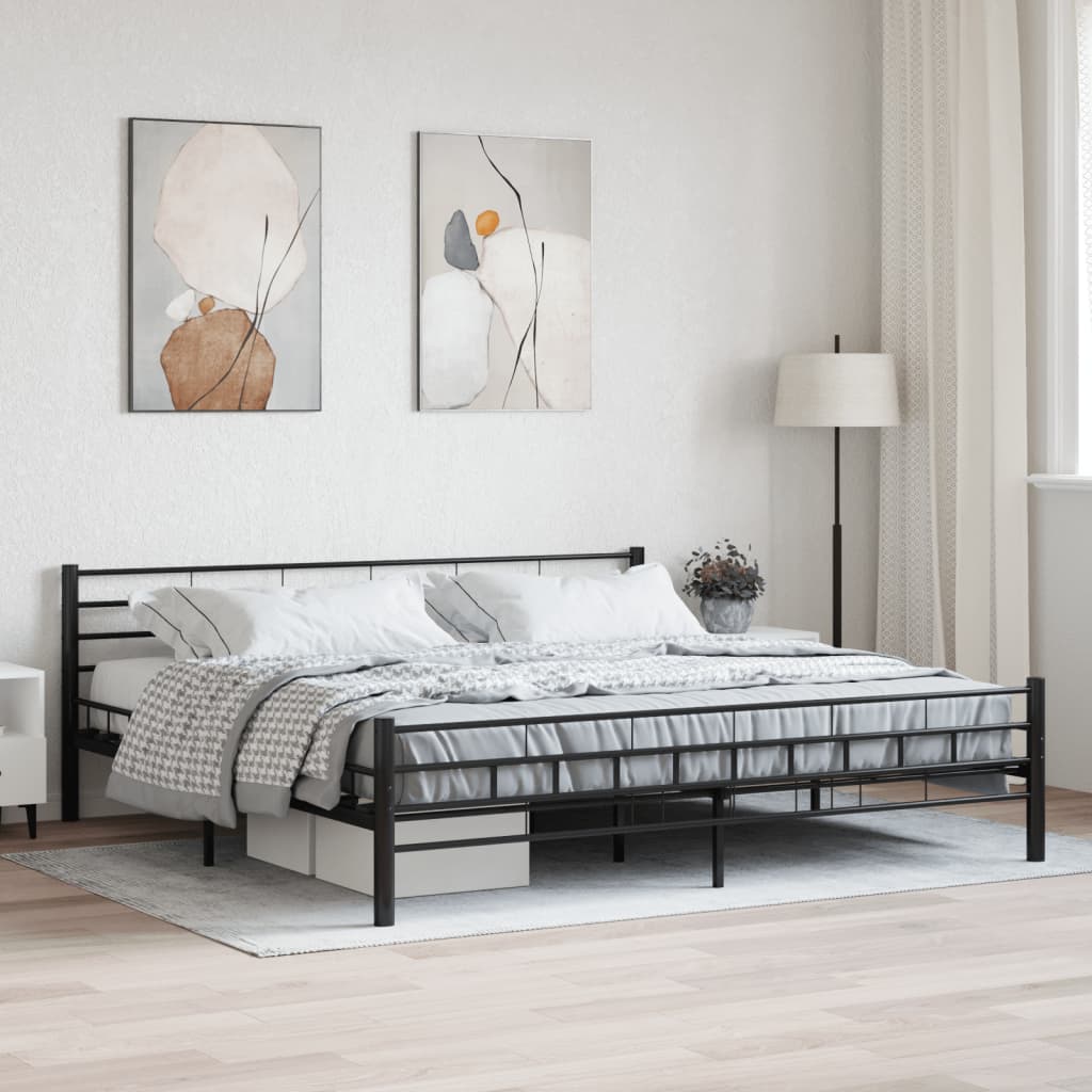 Bed Frame without Mattress Black Steel 200x200 cm