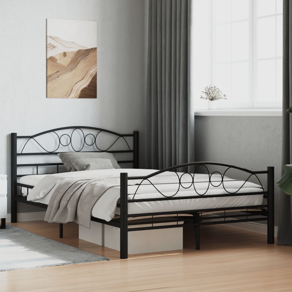 Bed Frame without Mattress Black Steel 120x200 cm