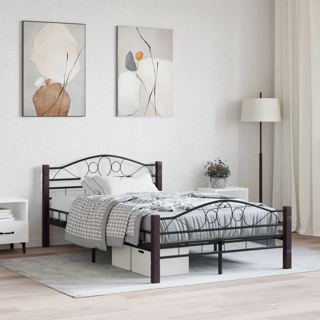 Bed Frame without Mattress Black Metal 120x200 cm