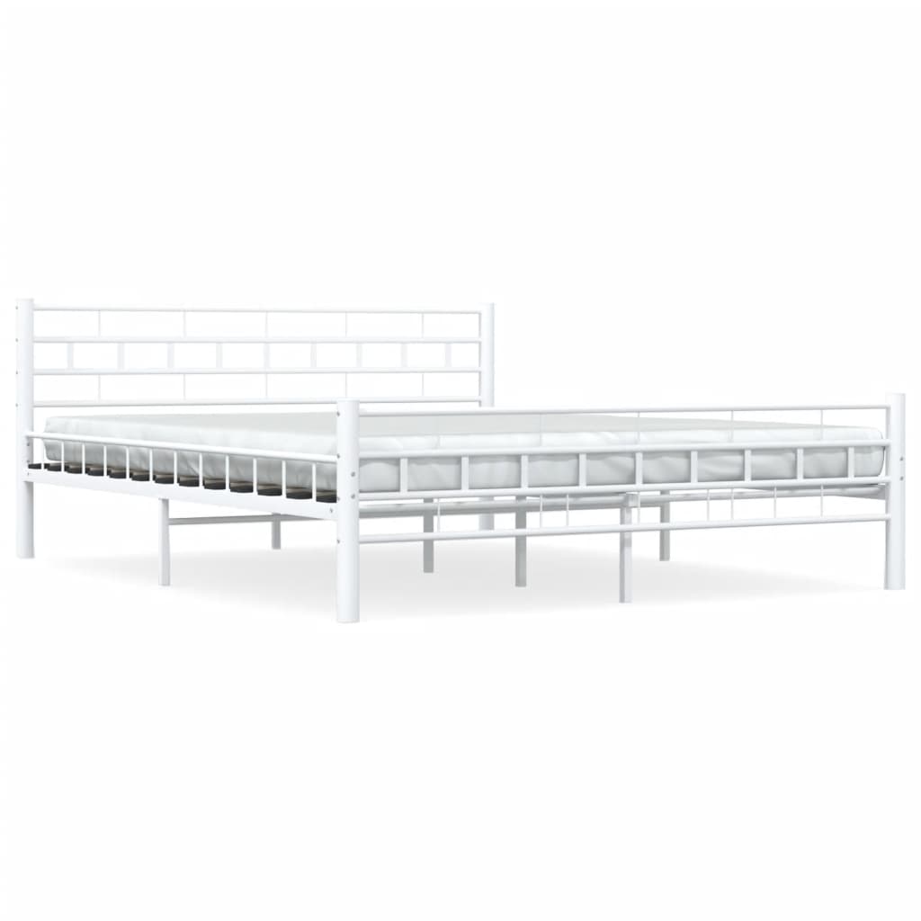 Bed Frame with Headboard White 160x200 cm Metal