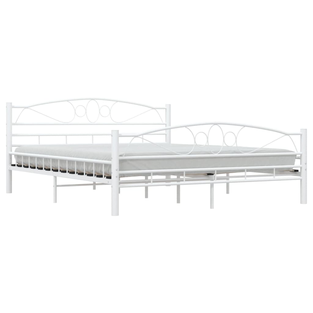 Bed Frame with Headboard White 160x200 cm Metal