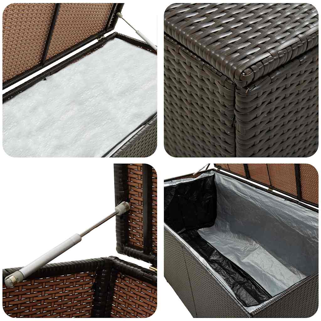 Garden Storage Box Poly Rattan 200x50x60 cm Brown